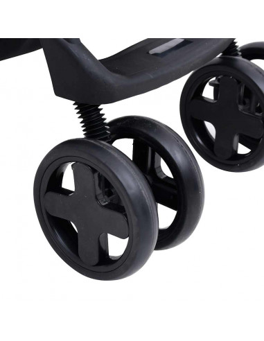 Passeggino 3 in 1 Grigio Scuro e Nero in Acciaio