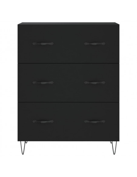 Credenza Nera 69,5x34x180 cm in Legno Multistrato