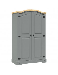 Armadio in Legno di Pino Messicano Corona 2 Ante Grigio