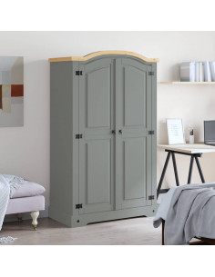 Armadio in Legno di Pino Messicano Corona 2 Ante Grigio 2