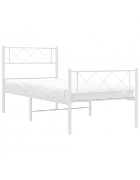 Giroletto con Testiera e Pediera Metallo Bianco 80x200 cm