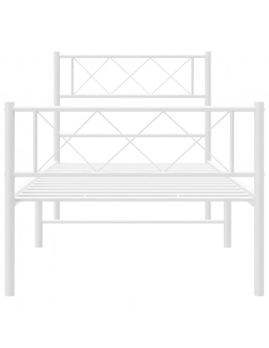 Giroletto con Testiera e Pediera Metallo Bianco 80x200 cm