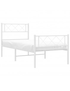 Giroletto con Testiera e Pediera Metallo Bianco 90x200 cm 2