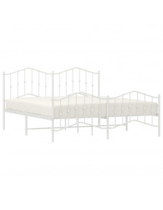 Giroletto con Testiera e Pediera Metallo Bianco 160x200 cm 2