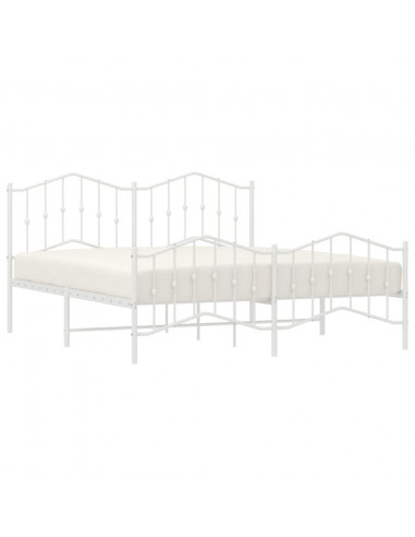 Giroletto con Testiera e Pediera Metallo Bianco 160x200 cm