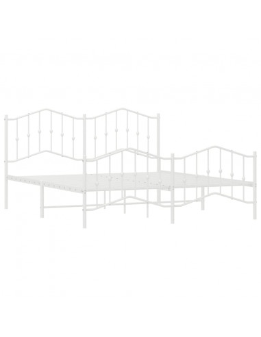 Giroletto con Testiera e Pediera Metallo Bianco 160x200 cm