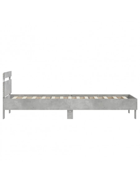 Giroletto con Testiera e LED Grigio Cemento 75x190 cm