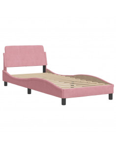 Giroletto con Testiera Rosa 90x200 cm in Velluto 2