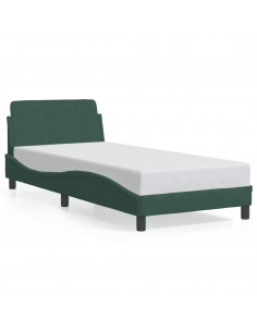 Giroletto con Testiera Verde Scuro 90x200 cm in Velluto