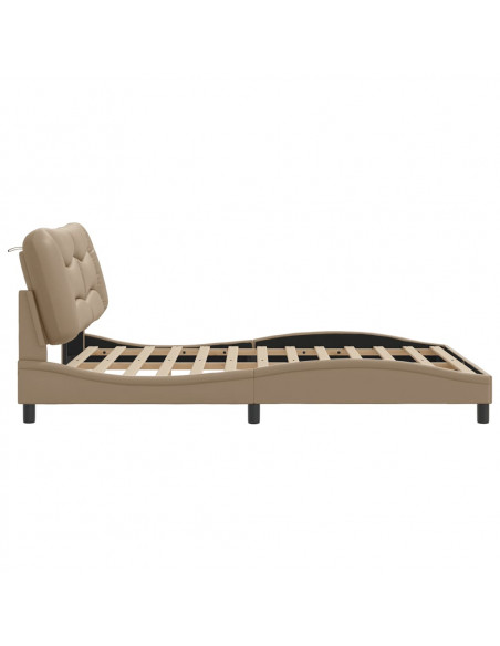 Giroletto con Luci LED Cappuccino 160x200 cm in Similpelle