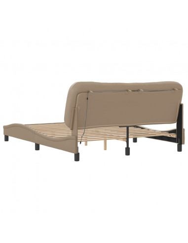 Giroletto con Luci LED Cappuccino 160x200 cm in Similpelle