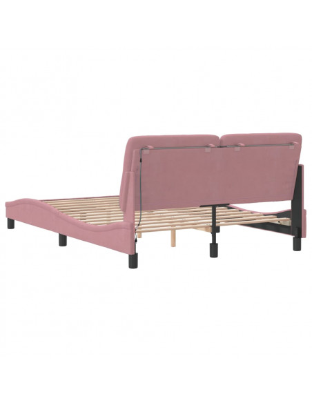 Giroletto con Luci LED Rosa 140x190 cm in Velluto