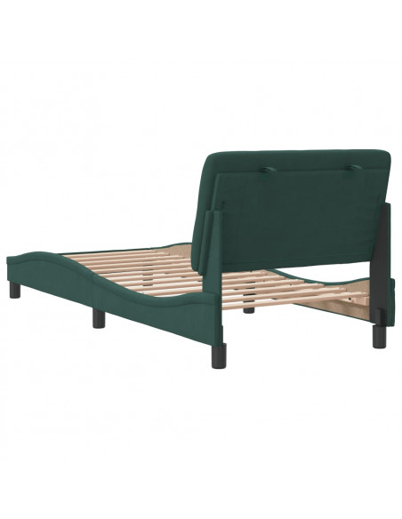Giroletto con Testiera Verde Scuro 90x200 cm in Velluto