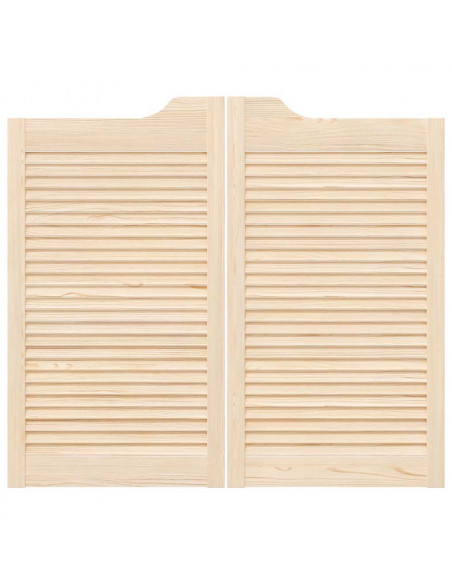 Porte a Battente 2-Paio Design a Lamelle 90x100cm Legno di Pino
