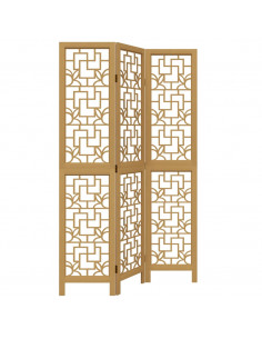 Divisorio Ambienti 3 Pannelli Marrone Scuro Massello Paulownia