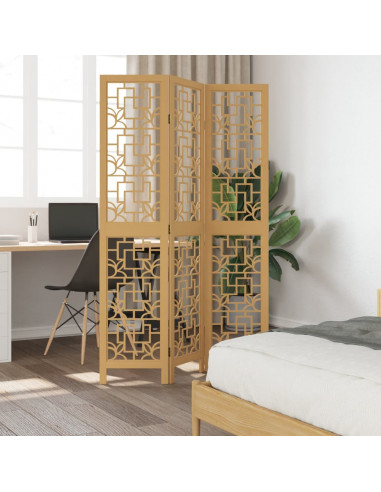 Divisorio Ambienti 3 Pannelli Marrone Scuro Massello Paulownia