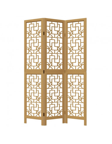 Divisorio Ambienti 3 Pannelli Marrone Scuro Massello Paulownia