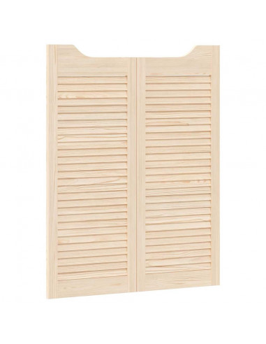Porte a Battente 1-Paio Design a Lamelle 100x80cm Legno di Pino