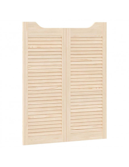Porte a Battente 1-Paio Design a Lamelle 100x80cm Legno di Pino