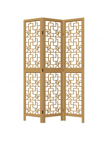 Divisorio Ambienti 3 Pannelli Marrone Scuro Massello Paulownia