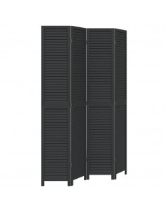 Divisorio Ambienti 4 Pannelli Nero Legno Massello di Paulownia