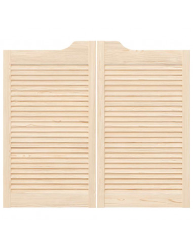 Porte a Battente 1-Paio Design a Lamelle 90x100cm Legno di Pino