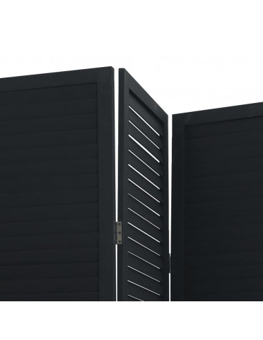 Divisorio Ambienti 4 Pannelli Nero Legno Massello di Paulownia