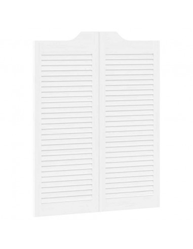 Porte a Battente 1-Paio Design a Lamelle Bianco 100x80 cm
