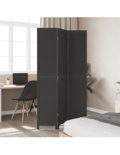 Divisorio Ambienti 3 Pannelli Nero Legno Massello di Paulownia 2