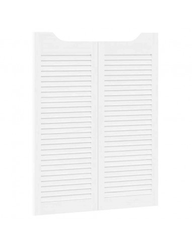 Porte a Battente 1-Paio Design a Lamelle Bianco 100x80 cm