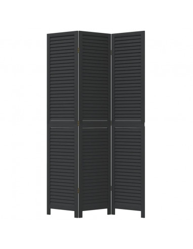 Divisorio Ambienti 3 Pannelli Nero Legno Massello di Paulownia