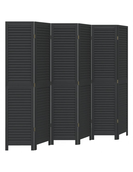 Divisorio Ambienti 6 Pannelli Nero Legno Massello di Paulownia