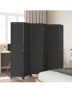Divisorio Ambienti 6 Pannelli Nero Legno Massello di Paulownia 2