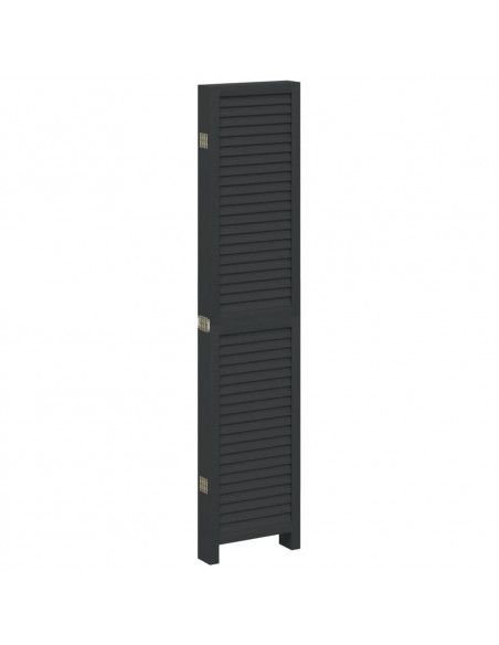 Divisorio Ambienti 6 Pannelli Nero Legno Massello di Paulownia