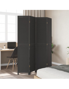 Divisorio Ambienti 4 Pannelli Nero Legno Massello di Paulownia 2