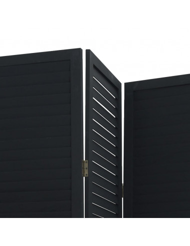 Divisorio Ambienti 4 Pannelli Nero Legno Massello di Paulownia