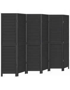 Divisorio Ambienti 6 Pannelli Nero Legno Massello di Paulownia