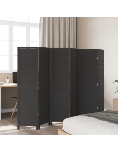 Divisorio Ambienti 6 Pannelli Nero Legno Massello di Paulownia