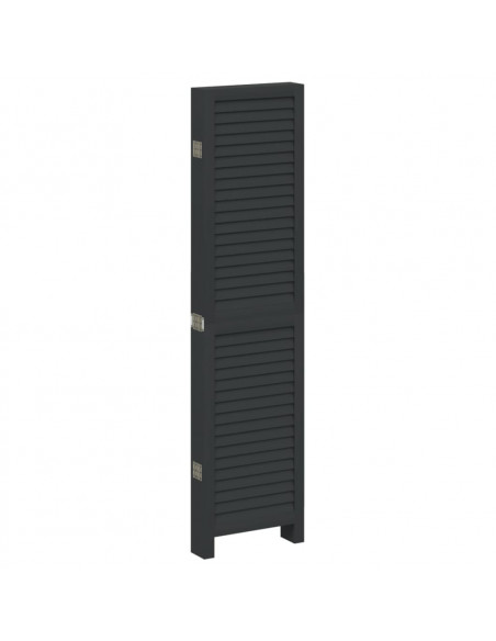 Divisorio Ambienti 6 Pannelli Nero Legno Massello di Paulownia