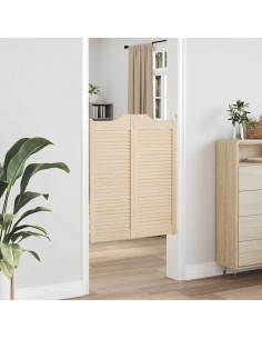 Porte a Battente 2-Paio Design a Lamelle 100x80cm Legno di Pino 2