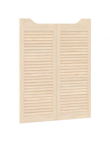 Porte a Battente 2-Paio Design a Lamelle 100x80cm Legno di Pino