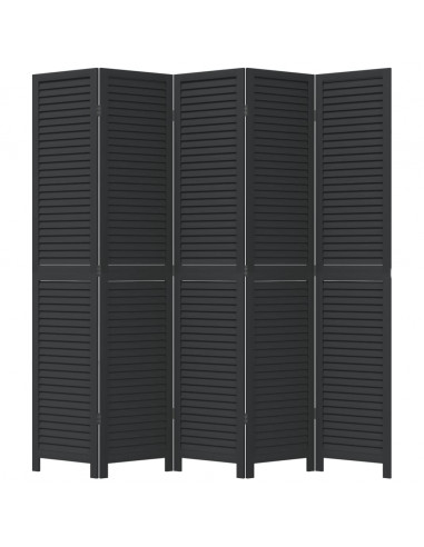Divisorio Ambienti 5 Pannelli Nero Legno Massello di Paulownia