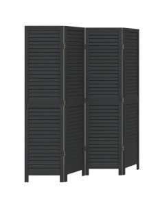 Divisorio Ambienti 4 Pannelli Nero Legno Massello di Paulownia