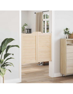Porte a Battente 2-Paio Design a Lamelle 90x100cm Legno di Pino 2