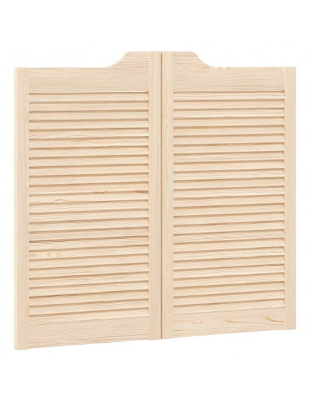 Porte a Battente 2-Paio Design a Lamelle 90x100cm Legno di Pino