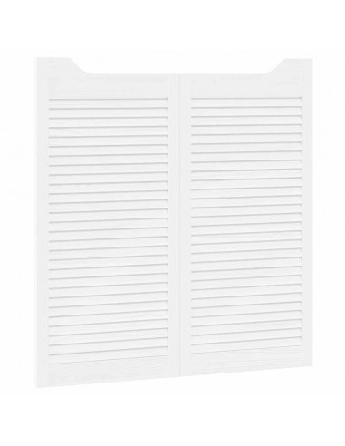 Porte a Battente 2-Paio Design a Lamelle Bianco 100x100 cm