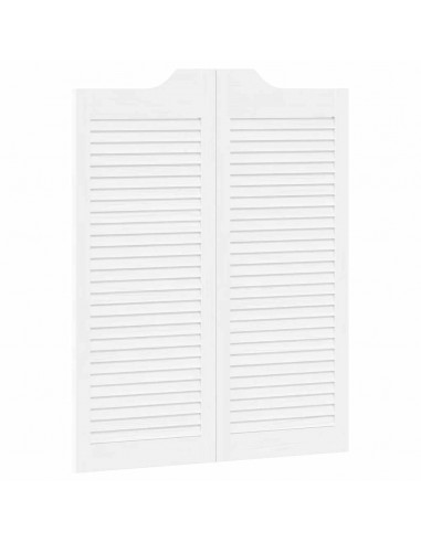 Porte a Battente 2-Paio Design a Lamelle Bianco 100x80 cm