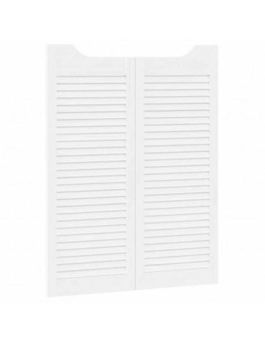 Porte a Battente 2-Paio Design a Lamelle Bianco 100x80 cm