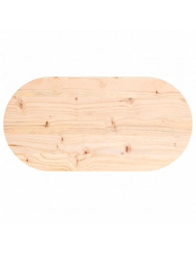 Piano Tavolo 80x40x2,5 cm in Legno Massello di Pino Ovale