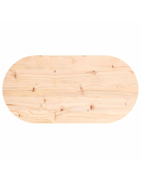 Piano Tavolo 80x40x2,5 cm in Legno Massello di Pino Ovale